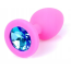 Анальная пробка с голубым кристаллом Exclusivity Jewellery Silicon Plug S, розовая - Фото №1