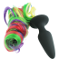 Анальна пробка з райдужним хвостом Unicorn Tails Pastel, чорна - Фото №9
