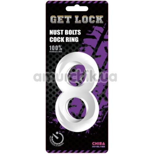 Ерекційне кільце Get Lock Duo Cock 8 Ball Ring, прозоре