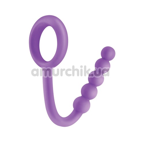 Эрекционное кольцо со стимулятором простаты Ball Cinch With Anal Bead, фиолетовое