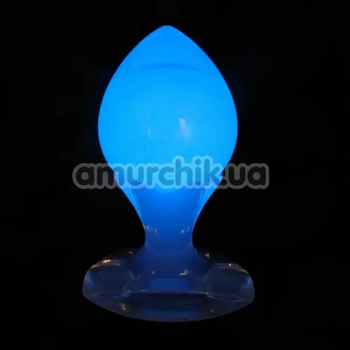 Анальная пробка Univibe Glow-In-Dark Smooth S, голубая