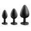 Набір анальних пробок з прозорими кристалами Luxe Bling Plugs Trainer Kit, чорний - Фото №2
