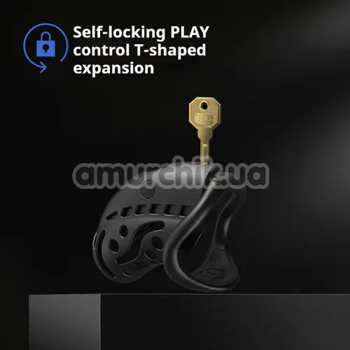 Пояс верности с электростимуляцией Lockink Sevanda Nautilus Estim Remote Control Chastity Cage, черный