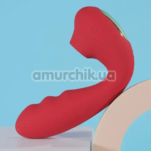 Вибратор с вакуумным стимулятором BeYourLover Tara, красный