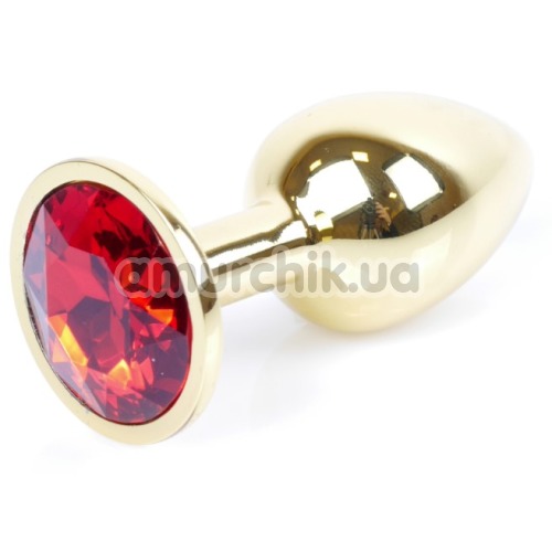 Анальна пробка з червоним кристалом Exclusivity Jewellery Gold Plug, золота - Фото №1