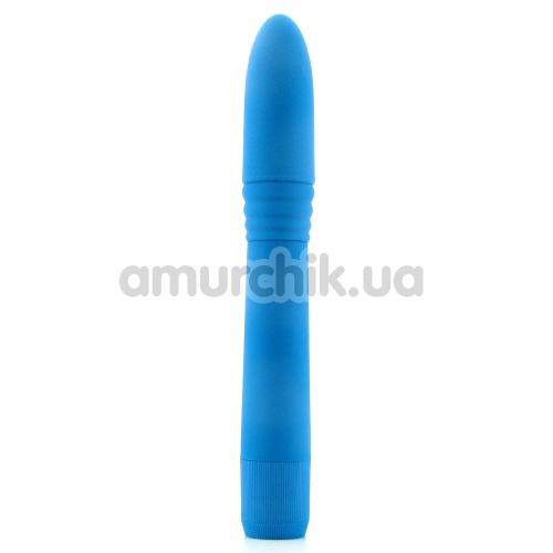 Вібратор Neon Luv Touch Ribbed Slims, блакитний - Фото №1