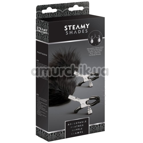 Затискачі для сосків Steamy Shades Adjustable Feather Nipple Clamps, срібні
