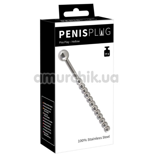Уретральная вставка Penis Plug Piss Play - Hollow, серебряная