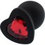 Анальная пробка с красным кристаллом Silicone Jewelled Butt Plug Heart Large, черная - Фото №1