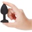 Анальная пробка со светло-розовым кристаллом Silicone Jewelled Butt Plug Heart Small, черная - Фото №9
