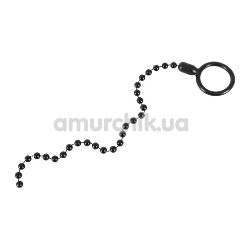 Ерекційне кільце з анальним ланцюжком Bad Kitty Naughty Toys Cock Ring And String Beads, чорне