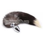Анальная пробка с хвостом енота Loveshop Raccoon Tail M, серебряная - Фото №1