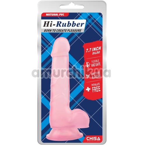 Фаллоимитатор Hi-Rubber 7.7 Inch Long, розовый