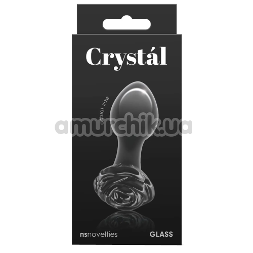 Анальна пробка Crystal Glass Rose, чорна