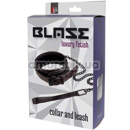 Ошейник с длинным поводком Blaze Luxury Fetish Collar and Leash, фиолетовый