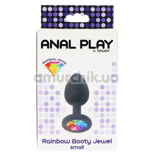 Анальная пробка с радужным кристаллом Anal Play Rainbow Booty Jewel Small, черная 