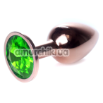 Анальна пробка з зеленим  кристалом Exclusivity Jewellery Green Gold Plug, золота - Фото №1
