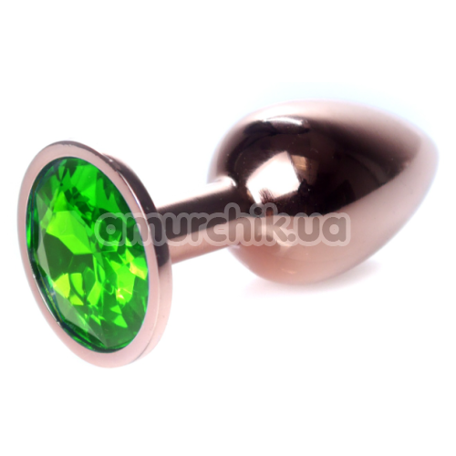 Анальная пробка с зеленым кристаллом Exclusivity Jewellery Green Gold Plug, золотая - Фото №1