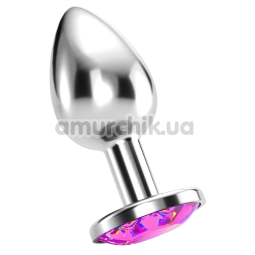 Анальная пробка с розовым кристаллом Crushious Bijou S, серебряная
