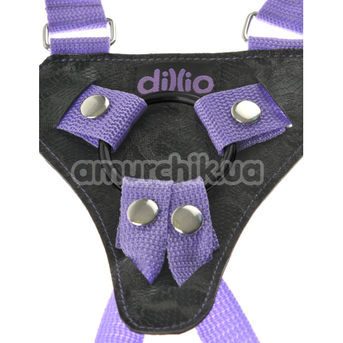 Страпон Dillio 7 Inch Strap-On Suspender Harness Set, фіолетовий