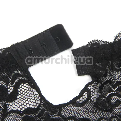 Комплект Star Night Lace Floral Set, чорний: пояс для панчіх + трусики-стрінги