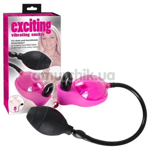 Вакуумная помпа с вибрацией для клитора Exciting Vibrating Sucker, розовая