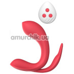 Анально-вагинально-клиторальный вибратор Kissen Acein, красный - Фото №1