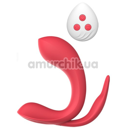 Анально-вагинально-клиторальный вибратор Kissen Acein, красный - Фото №1