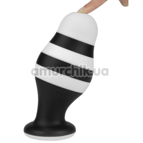 Анальна пробка Love Toy X-Missioner Butt Plug 6.5, чорно-біла