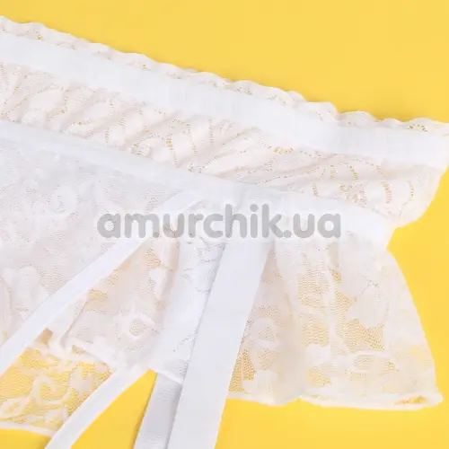 Комплект Star Night Lace Flower Set, белый: пояс для чулок + трусики