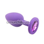 Анальна пробка з фіолетовим кристалом Loveshop Seamless Butt Plug S, фіолетова - Фото №1