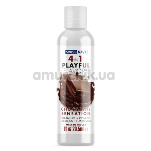 Лубрикант с согревающим эффектом Swiss Navy 4 in 1 Playful Flavors Chocolate Sensation - шоколад, 29.5 мл