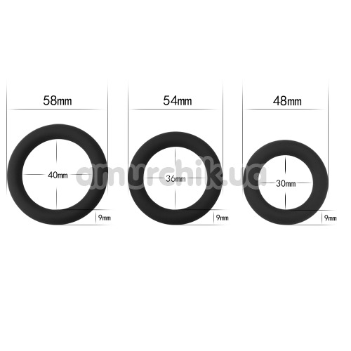 Набор эрекционных колец Power Plus Cock Ring Series, черный