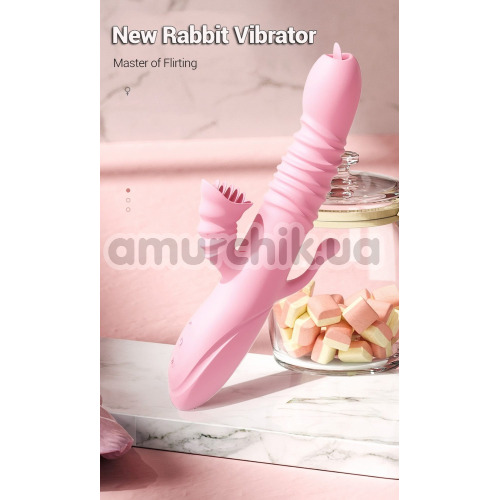 Анально-вагинально-клиторальный вибратор с подогревом и пульсацией Boss Series Ada, розовый