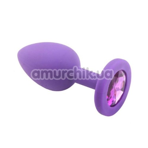 Анальная пробка с фиолетовым кристаллом Loveshop Seamless Butt Plug S, фиолетовая - Фото №1