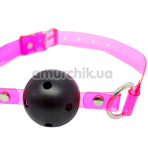 Кляп DS Fetish Neon Ball Gag, розово-черный