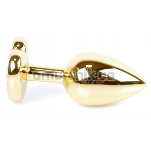 Анальная пробка с ярко-розовым кристаллом Exclusivity Jewellery Gold Heart Plug, золотая