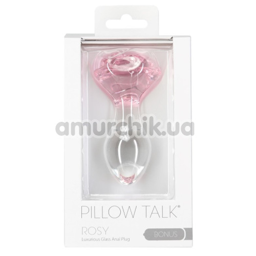 Анальная пробка Pillow Talk Rosy + вибропуля Power Bullet, прозрачная