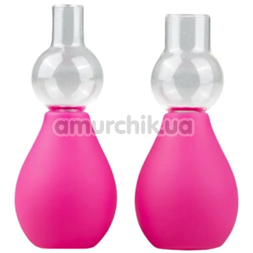 Вакуумные стимуляторы для сосков Nipple Pump Set, розовые - Фото №1
