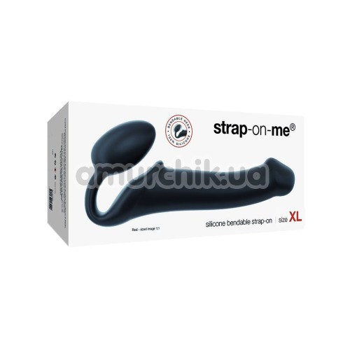 Безремневой страпон Strap-On-Me Silicone Bendable Strap-On XL, черный