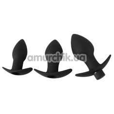 Набір з 3 анальних пробок Black Velvets Butt Plug Set, черный - Фото №1