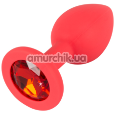 Анальная пробка с красным кристаллом Colorful Joy Jewel Red Plug Small, красная - Фото №1