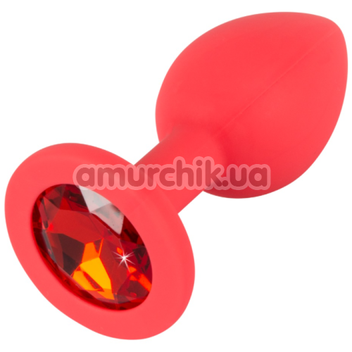 Анальная пробка с красным кристаллом Colorful Joy Jewel Red Plug Small, красная - Фото №1