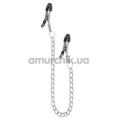 Зажимы для сосков с цепочкой Easy Toys Nipple Clamps With Connecting Chain, серебряные - Фото №1