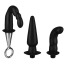 Набор из 3 анальных игрушек Menzstuff Silicone Butt Plug With Plated Rigid Handle, черный - Фото №2