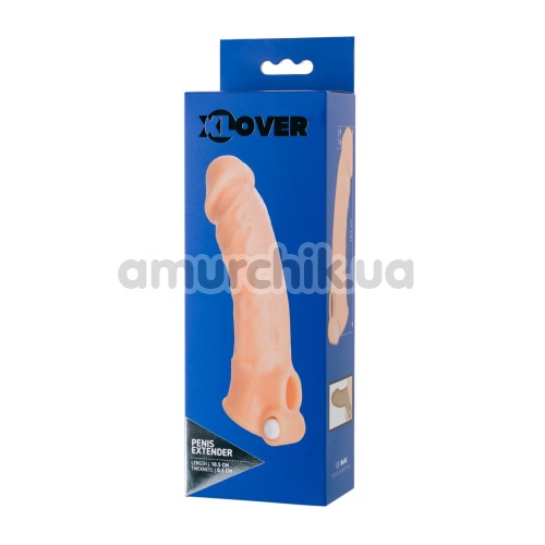 Насадка на пенис с вибрацией XLover Penis Extender 18.5 см, телесная