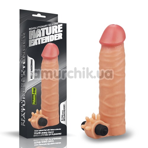 Насадка на пенис с вибрацией Revolutionary Silicone Nature Extender LV414100, телесная