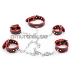 Бондажный набор DS Fetish Collar With Restraints, черно-красный - Фото №1