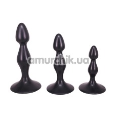 Набір з 3 анальних пробок Frizz Butt Plug Set, чорний - Фото №1