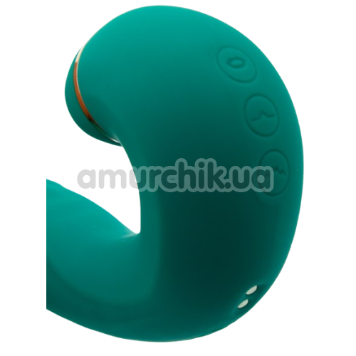 Симулятор орального секса для женщин с вибрацией 3 in 1 Clitoral Sucker Vibrator, зеленый